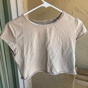 Small olive-green cropped t-shirt